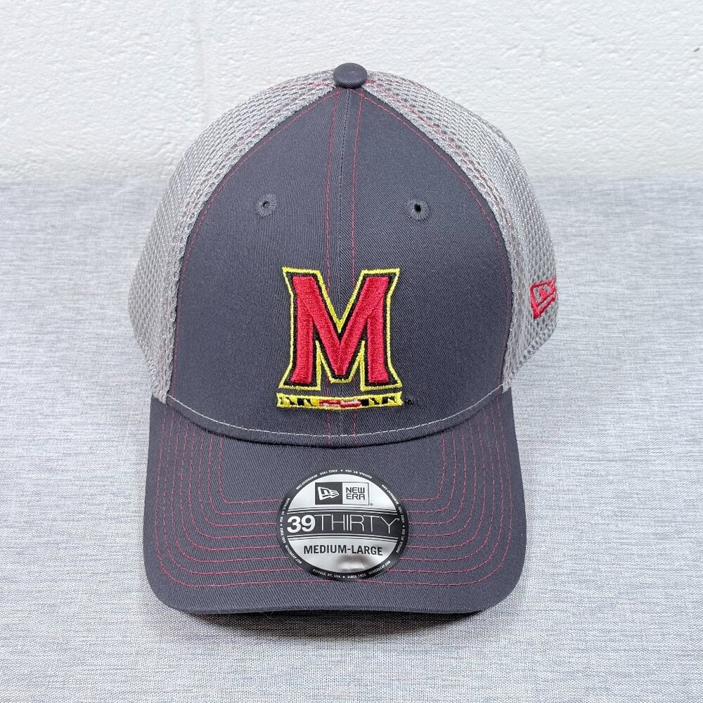 Maryland Terrapins New Era Gray Neo 39THIRTY Men's Stretch Fit Hat Size M/L